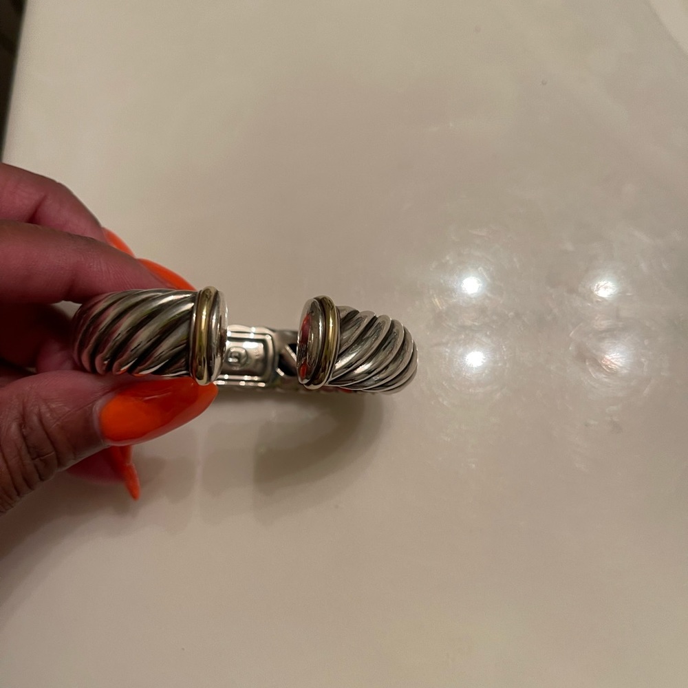 Sculpted Cable Cuff Bracelet with Gold Accent